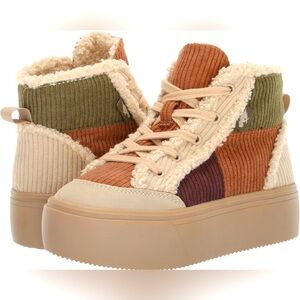 Rocket Dog “Flair” Tan and Green Boho Corduroy Sneakers size Girls size 12